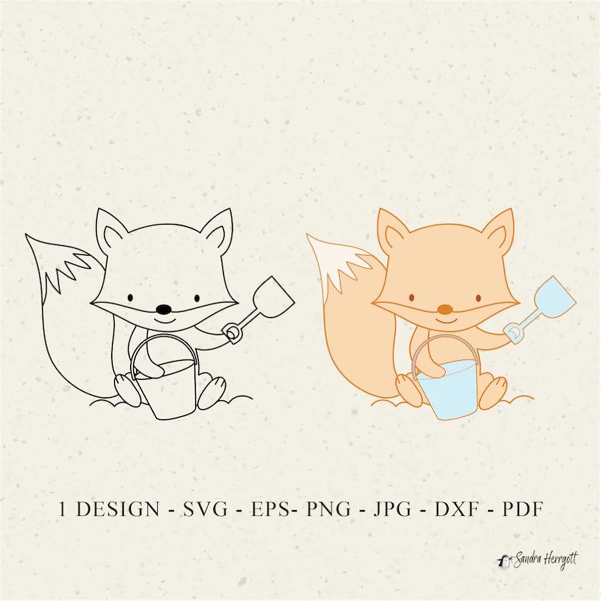 Fox Beach Plotter File Svg Dxf Eps Png Jpg Pdf Cute Baby Cri | Inspire ...