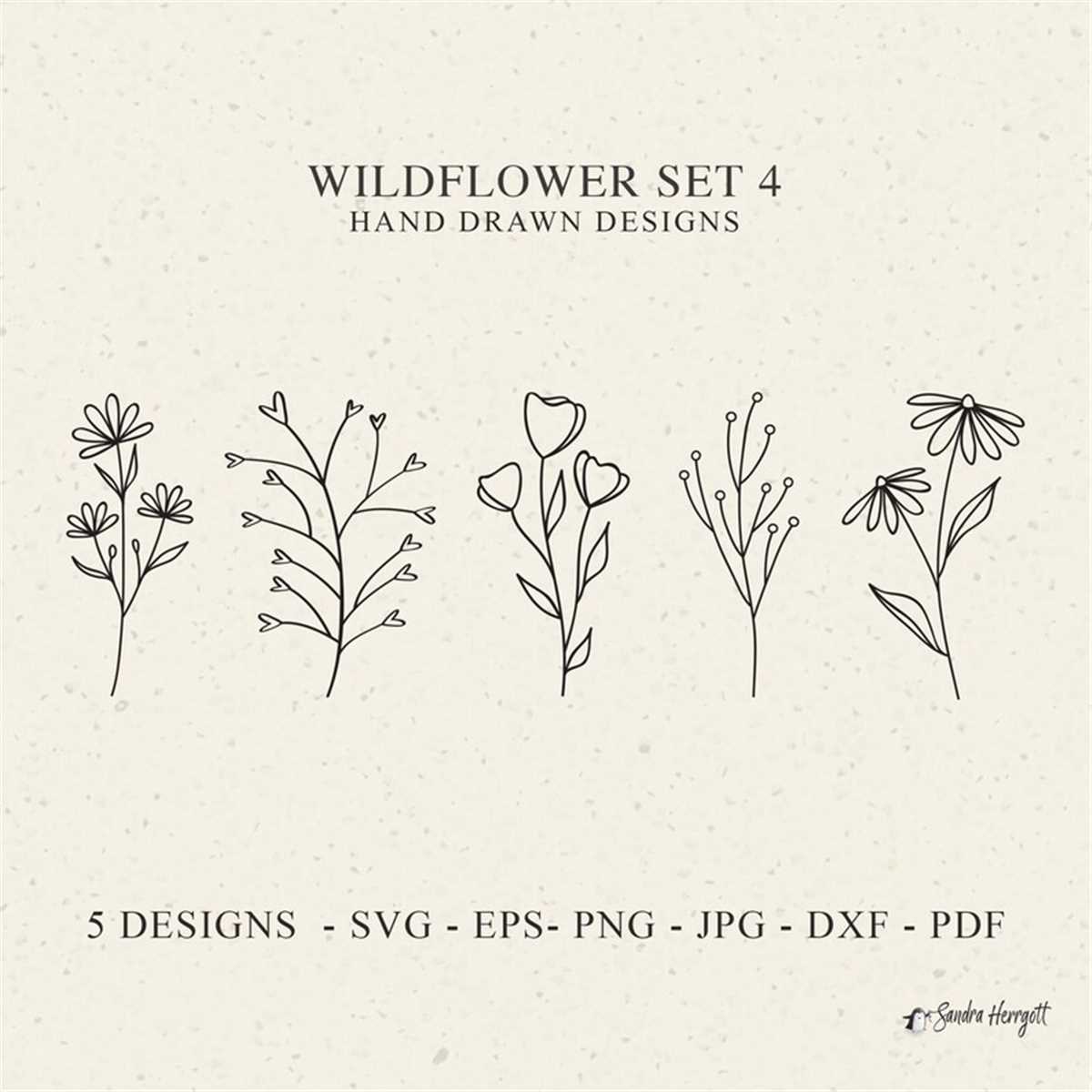 Wildflower Plotter File Svg Dxf Eps Png Pdf Jpg Floral Cricu | Inspire ...
