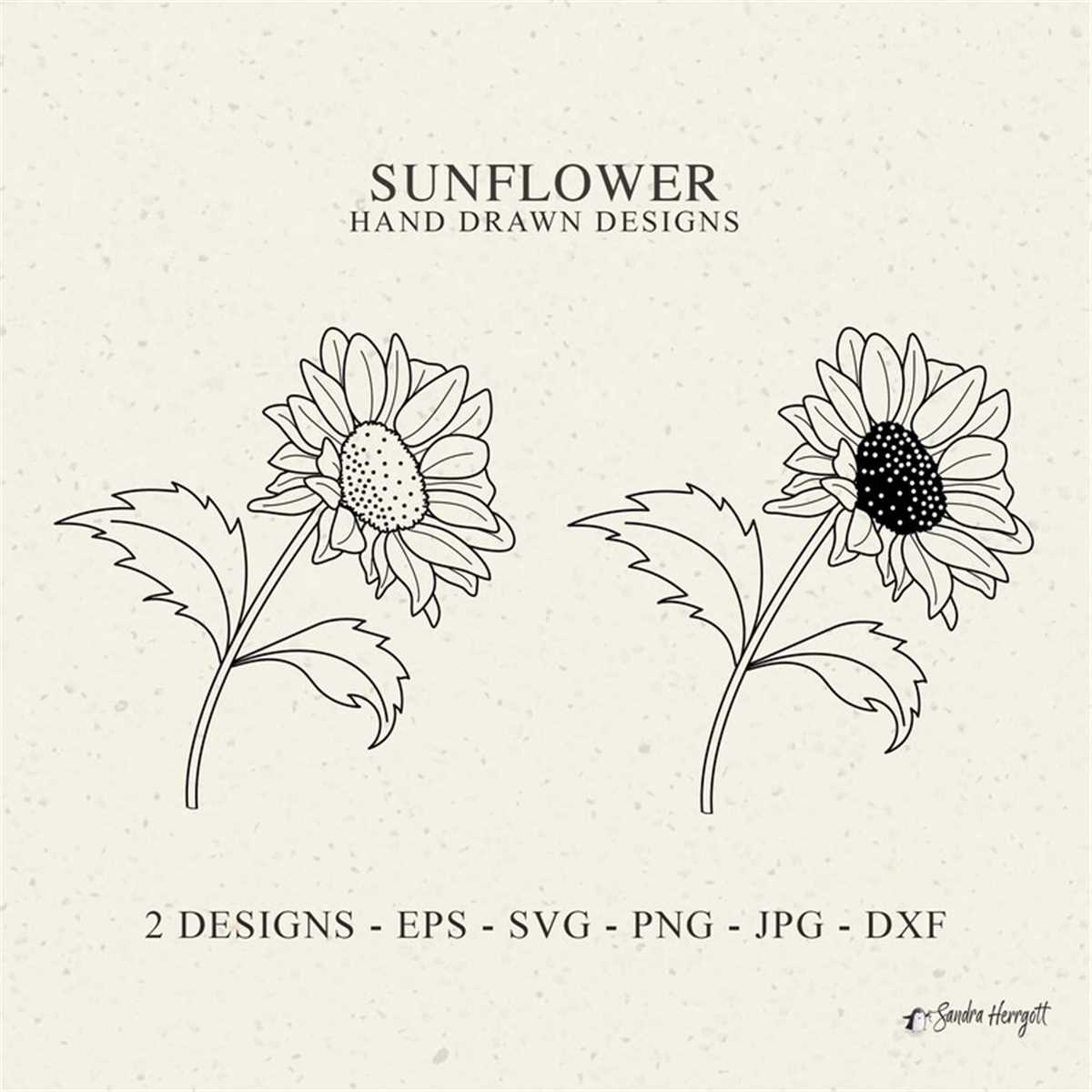 Sunflower Plotter File Svg Dxf Png Eps Jpg Cute Wildflower C | Inspire ...