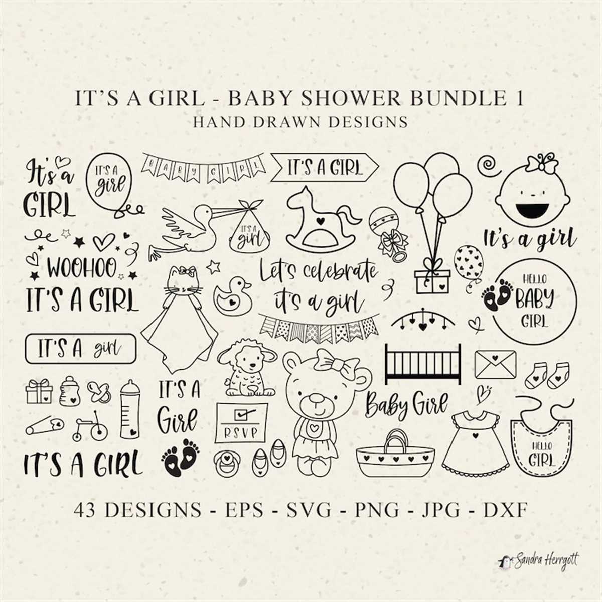 It's A Girl Plotter File Svg Dxf Png Baby Shower Cricut Shee | Inspire ...