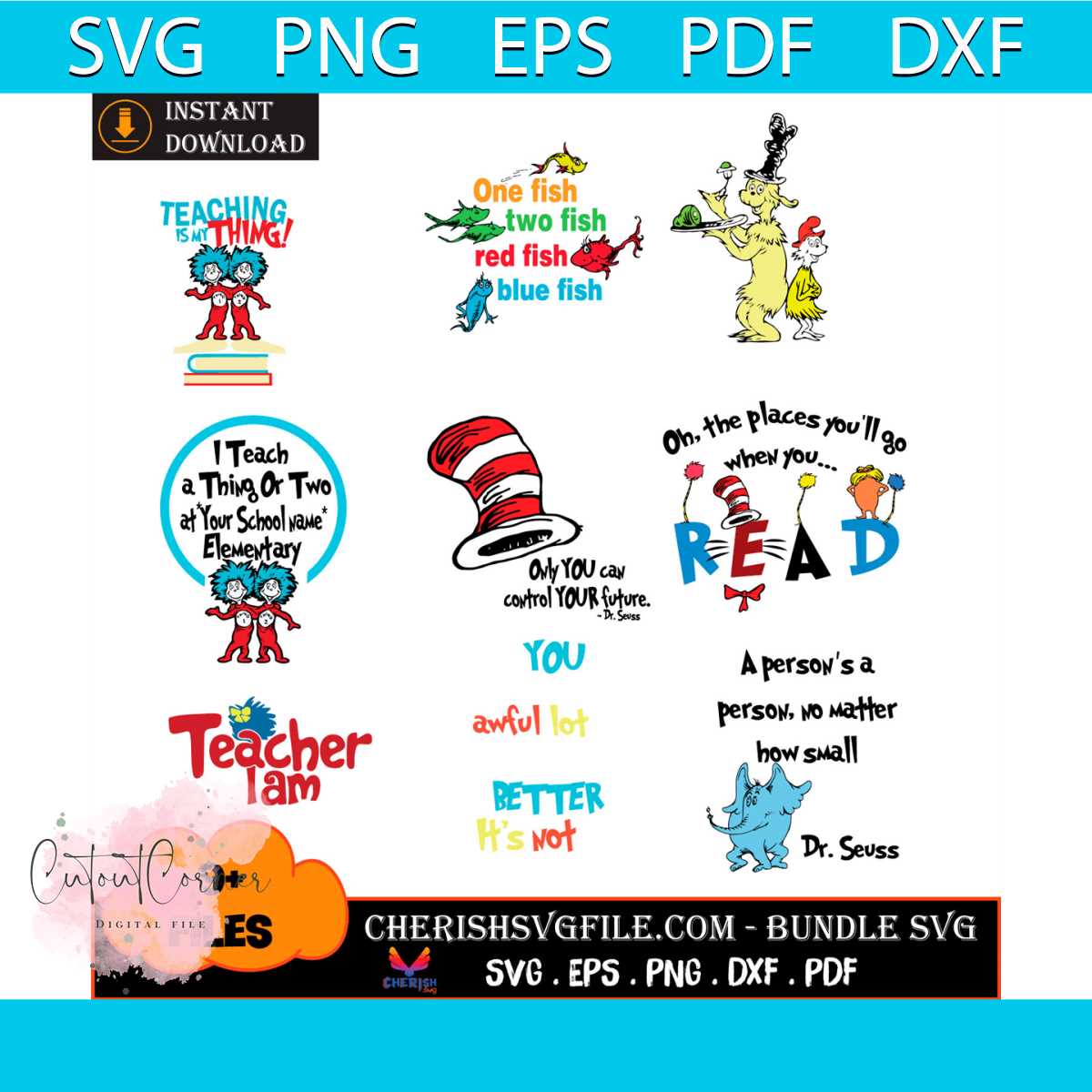 Dr Seuss Teacher Bundle Svg, 9 Files Dr Seuss Teacher Svg | Inspire Uplift