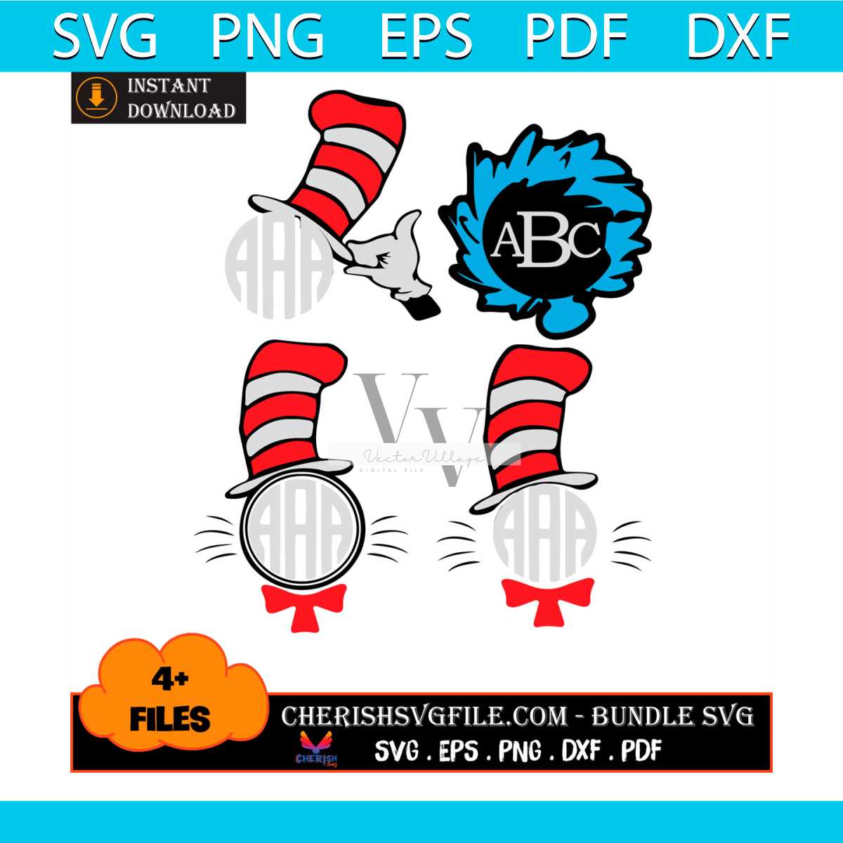 4 Files Of ABC The Cat In The Hat Bundle Svg, Dr Seuss Svg | Inspire Uplift