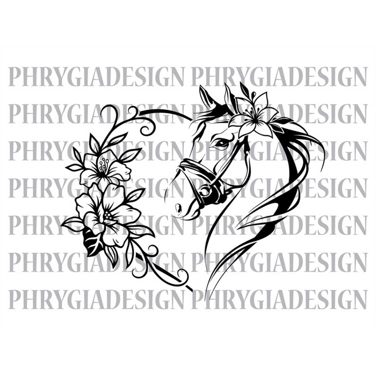 Floral Horse Heart Svg , Horse With Flowers Svg , Horse Svg Inspire