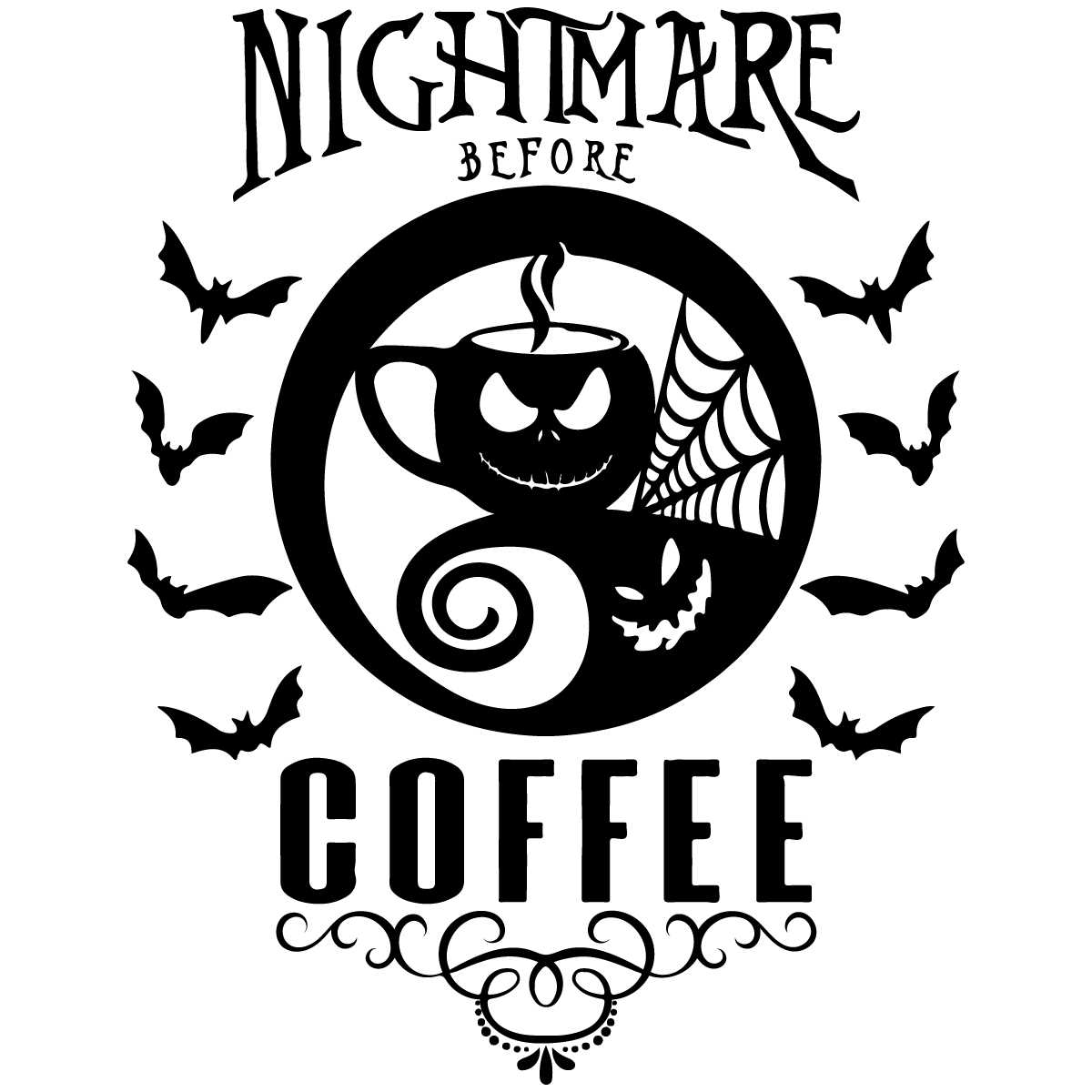 Horror Coffee Jack Skellington Halloween Bat Logo SVG Inspire Uplift