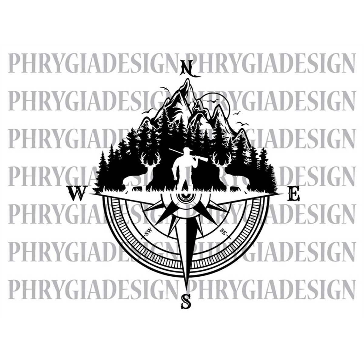 Compus With Deer Deer Hunter Svg , Deer Antler Svg , Compass Svg , Deer Hunti | Inspire ...