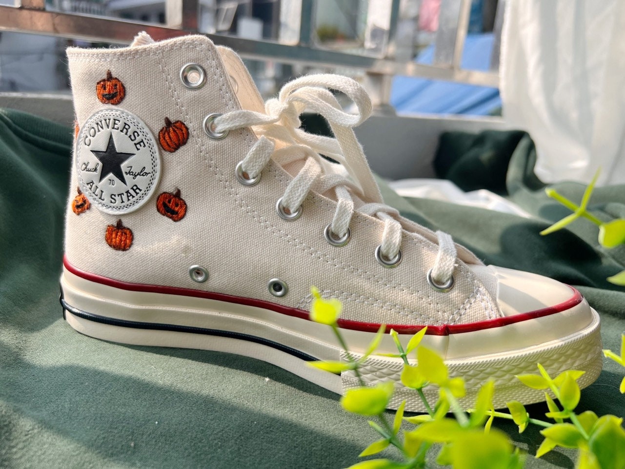 Embroidered Converse,Custom Logo Pumpkin Converse,Embroidere