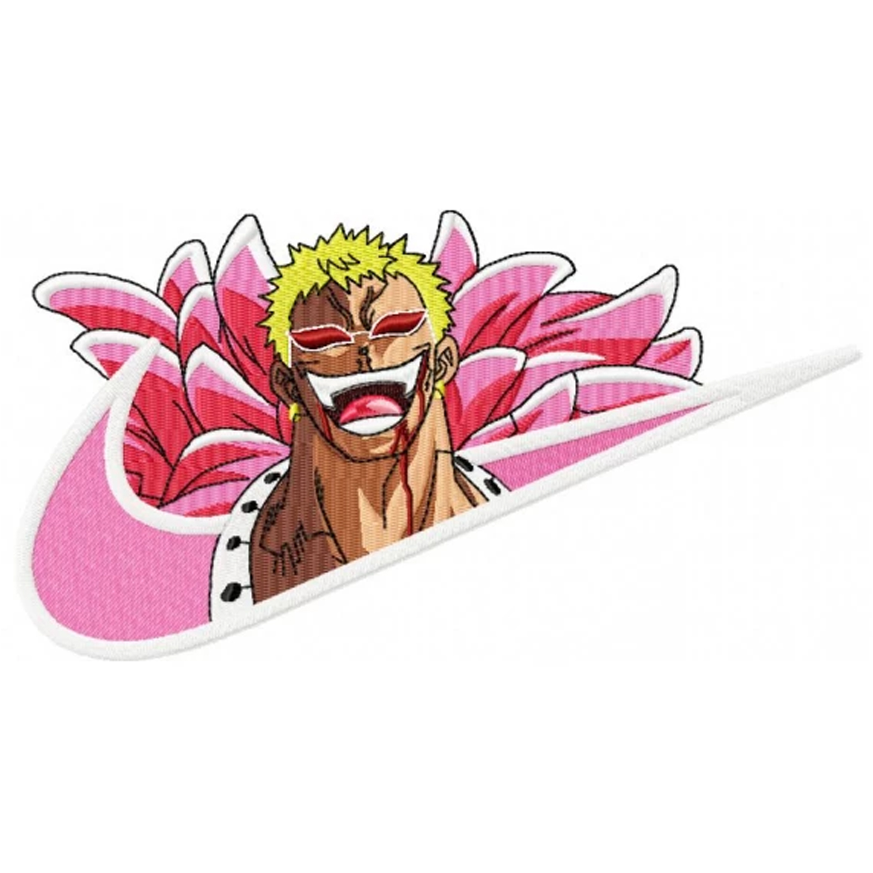 Nike Swoosh Pink Doflamingo Embroidery Design, Anime design
