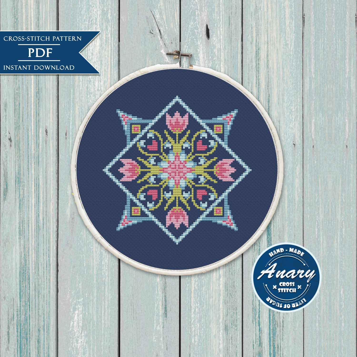 Flower Mandala Pattern Cross Stitch Pattern Mandala Modern X | Inspire ...
