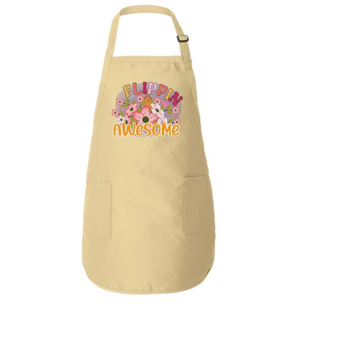 Flippin Awesome Floral Kitchen Apron, BBQ Grill Apron with P Inspire