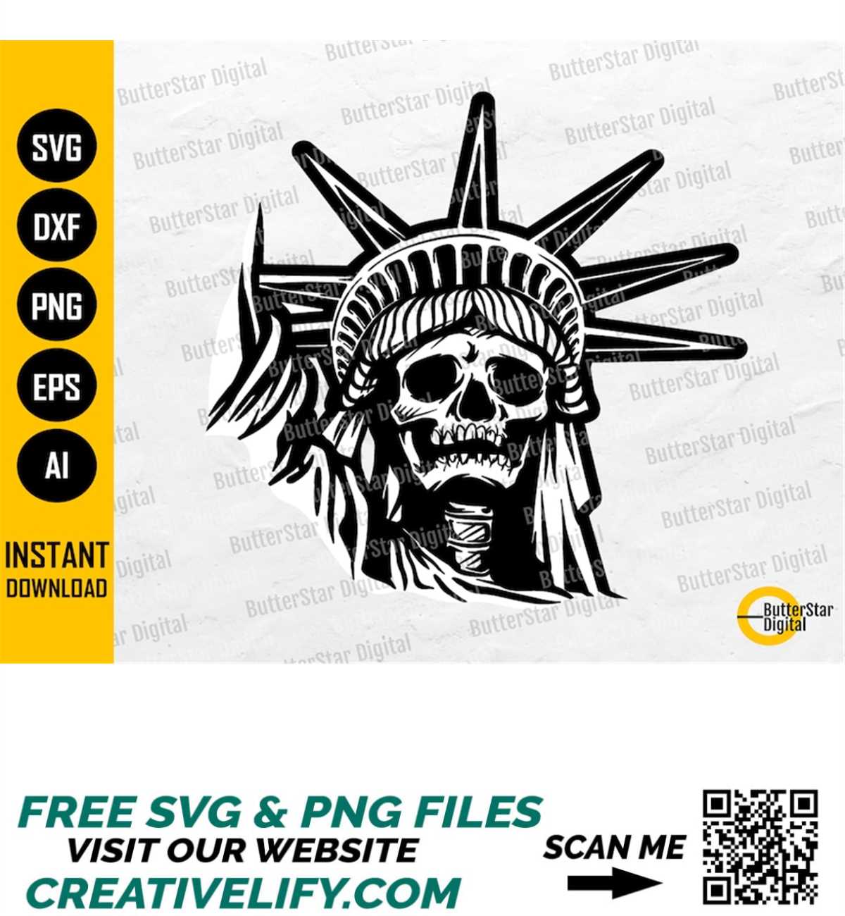 Statue Of Liberty Skull SVG New York SVG Gothic American Inspire