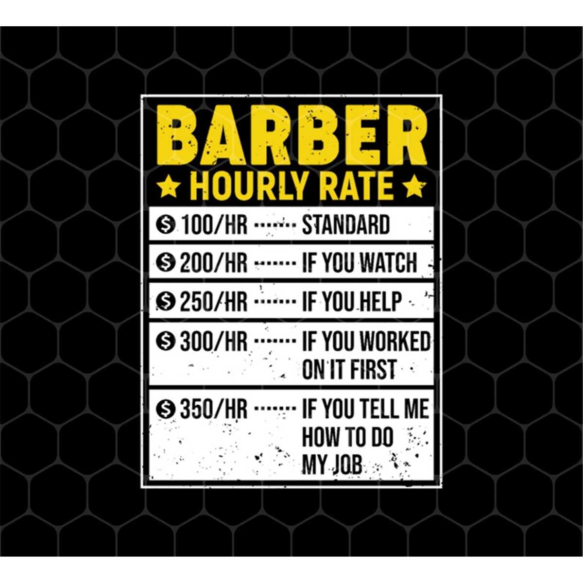 Funny Barber Gift Png, Barber Sayings Png, Barber Hourly Rat Inspire