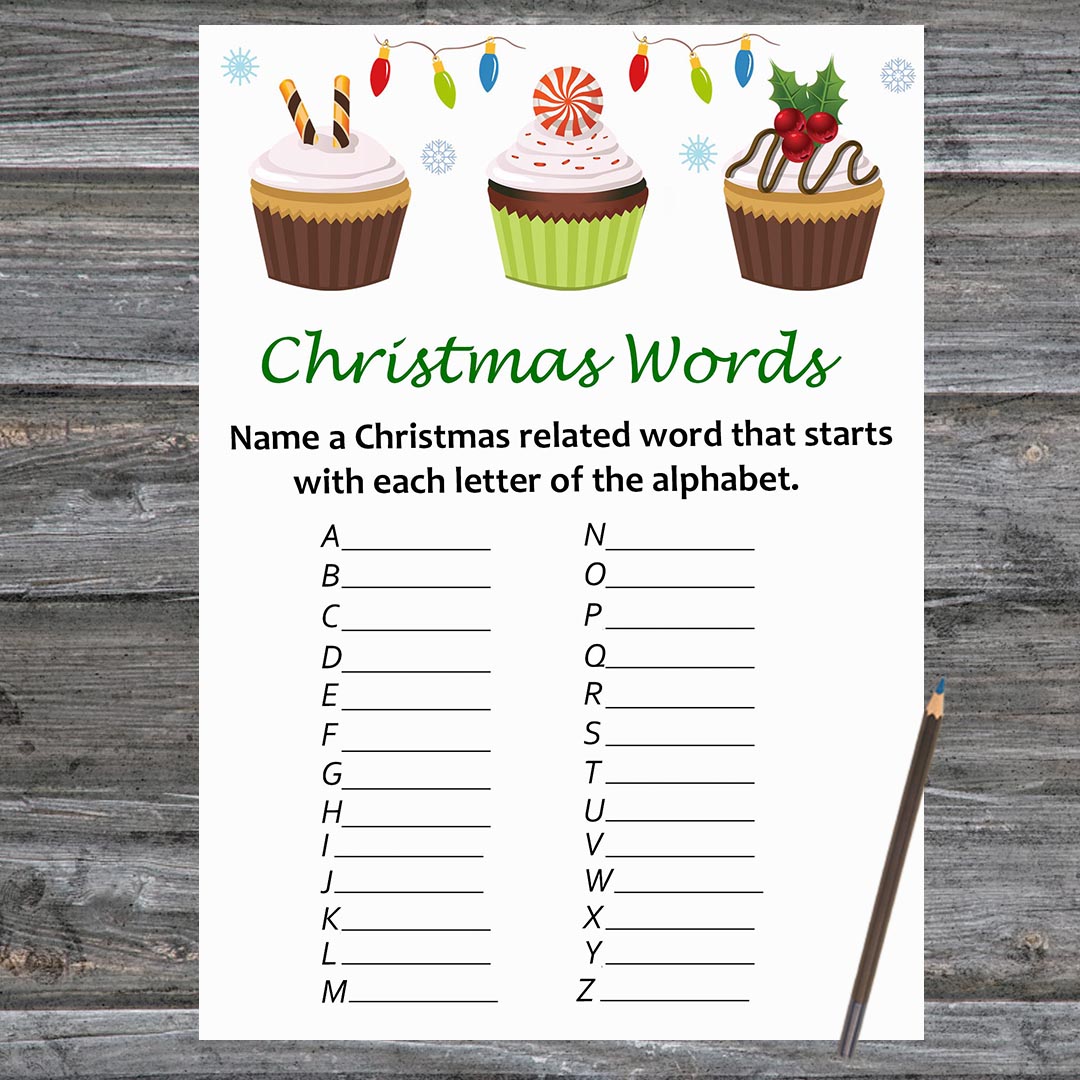 Christmas party games,Christmas Word A-Z Game Printable,Cake | Inspire ...