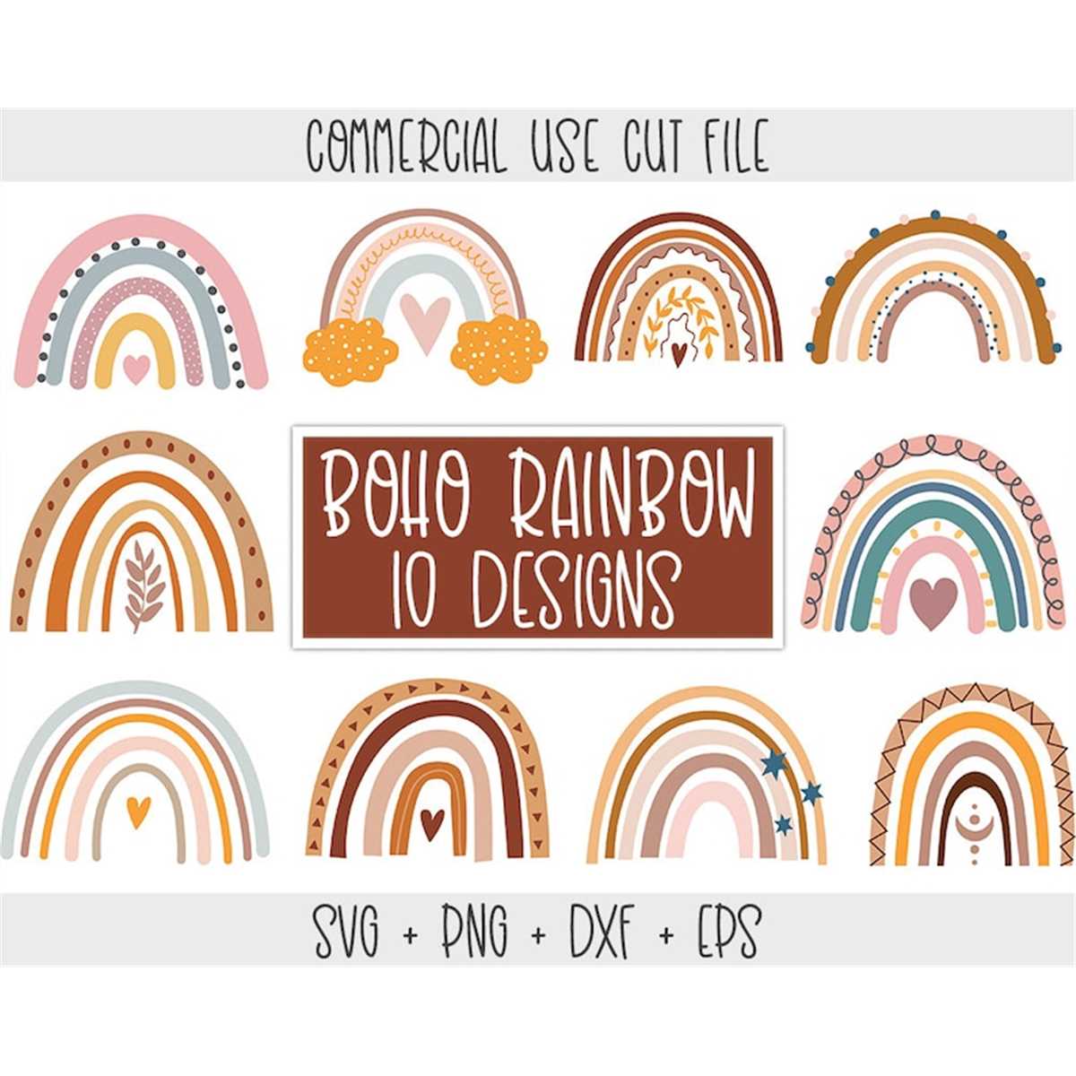 Boho Rainbow SVG Bundle, Pastel rainbow SVG, Boho rainbow cl | Inspire ...
