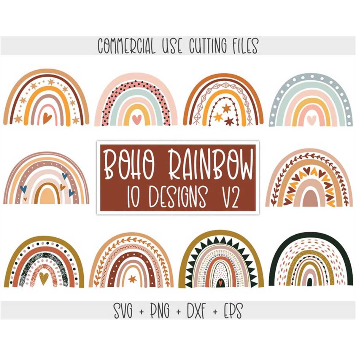 Boho Rainbow SVG Bundle, Pastel rainbow SVG, Boho rainbow cl | Inspire ...