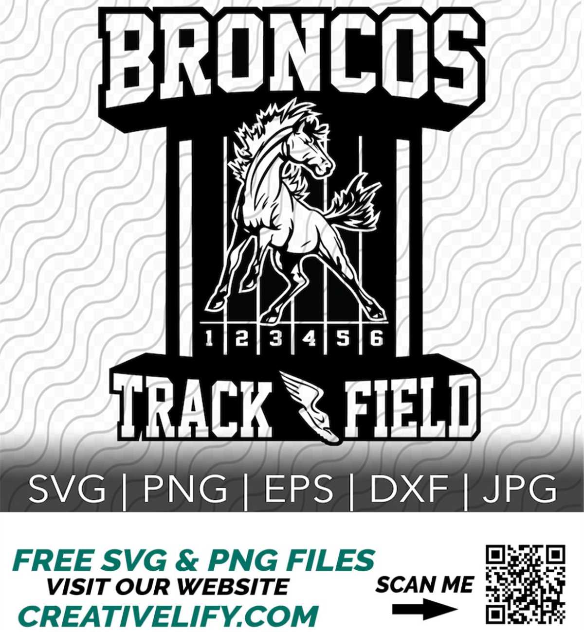 Broncos Track and Field Mascot SVG, Track and Field, Cutting Inspire