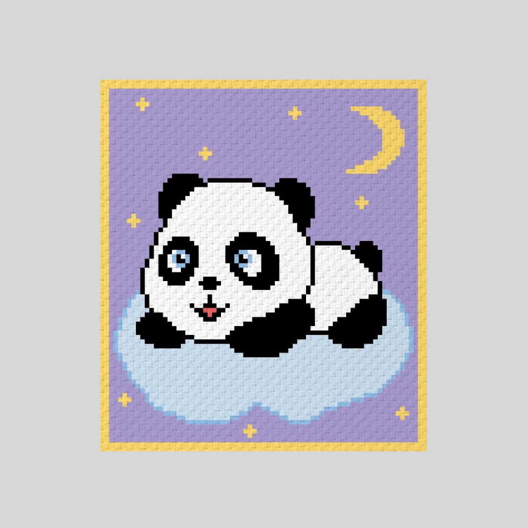 Crochet C2C Panda on the cloud blanket pattern PDF Instant D