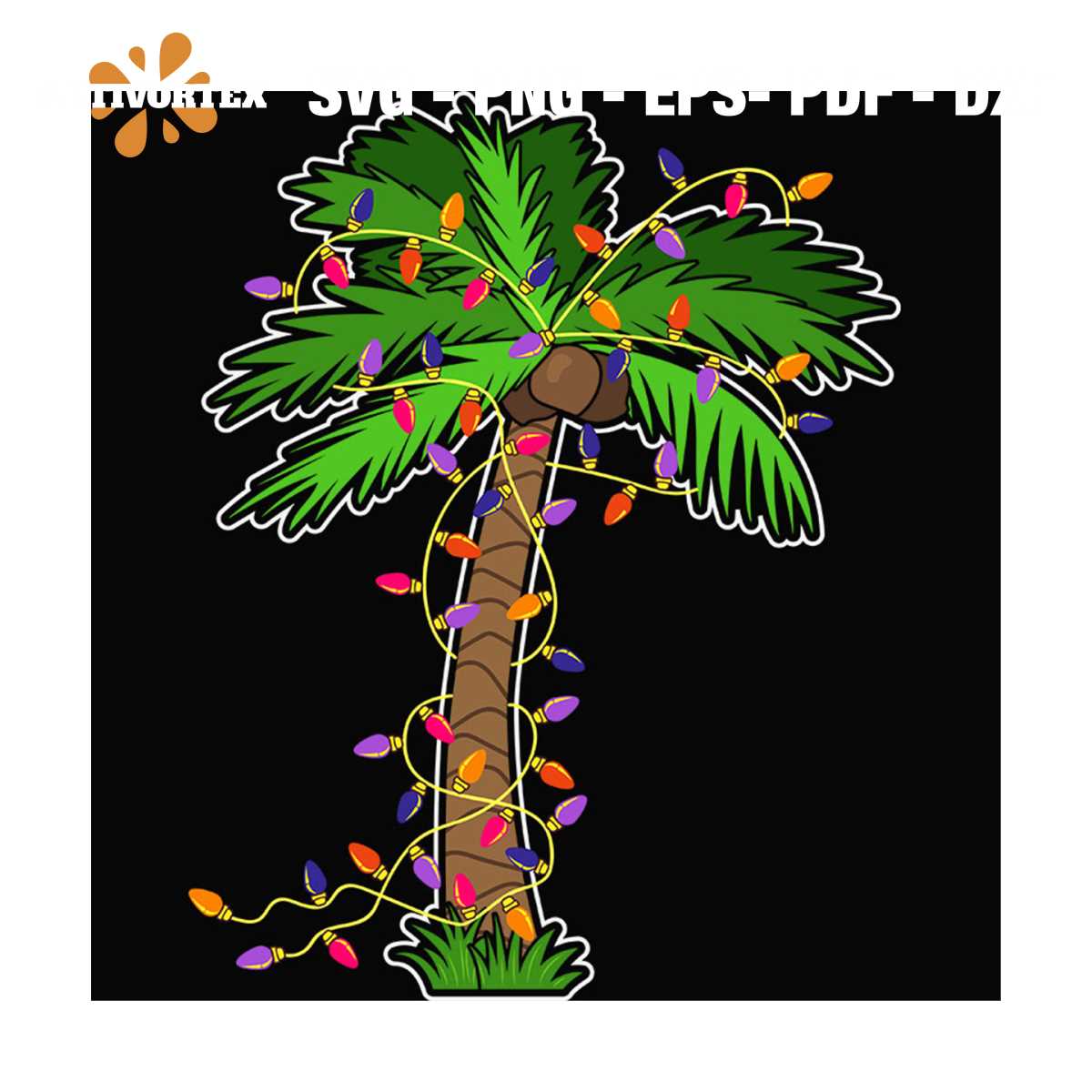 Christmas Lights Palm Tree Beach Svg, Christmas Svg, Palm Sv Inspire