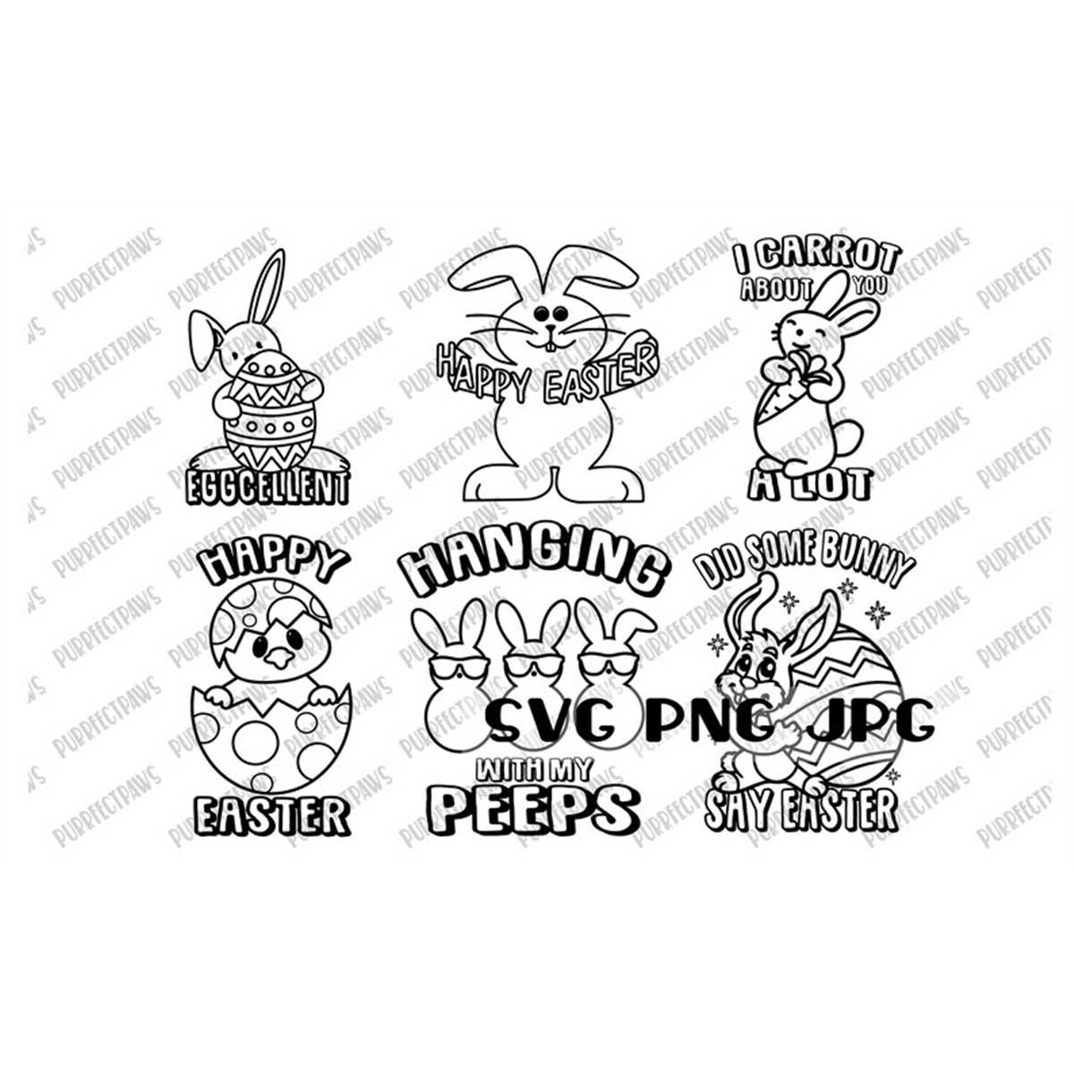 Easter Coloring Bundle SVG, Coloring page, Digital Cut File, - Inspire