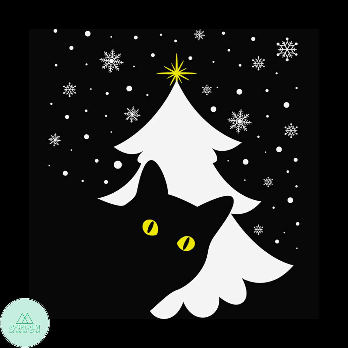 Black Cat Christmas Tree Svg, Christmas Svg, Cat Svg, Christ Inspire