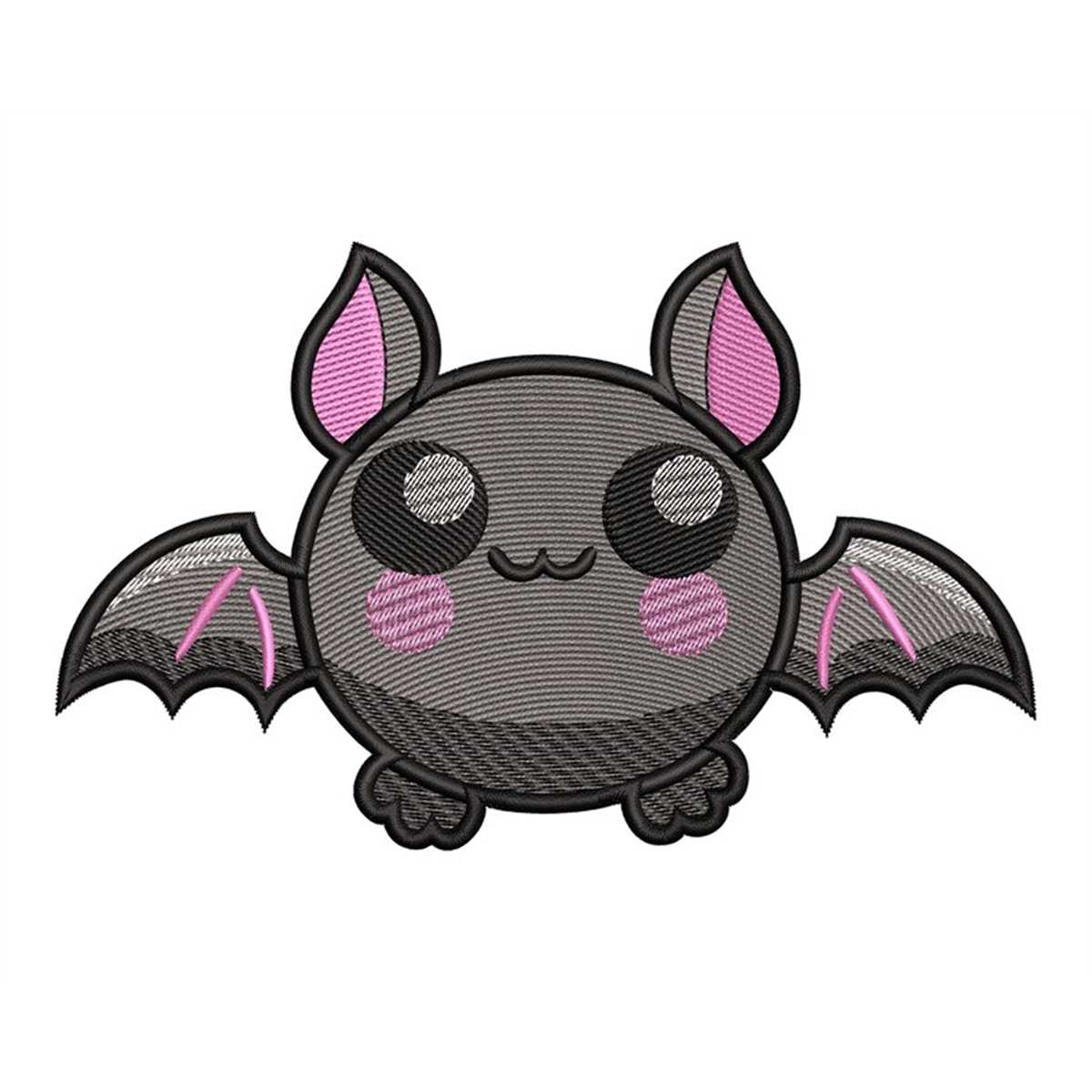 Cute Bat Embroidery Design, Fill and Sketch Stitch, Funny Ha Inspire