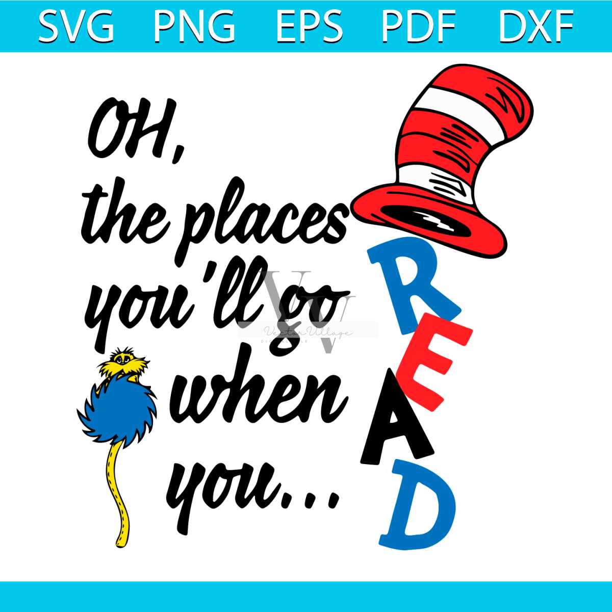 Dr Seuss Oh The Places You Will Go When You Read Svg, Dr Seu | Inspire ...