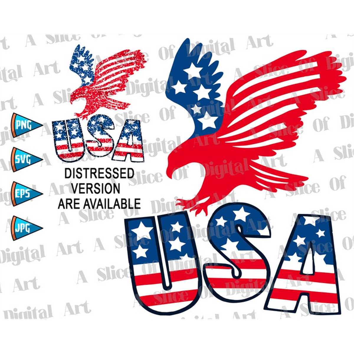 American Eagle Flag Distressed SVG PNG EPS Red White Blue Ea | Inspire ...