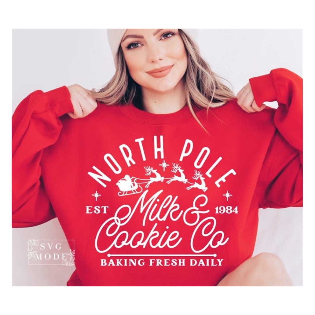 North Pole Milk Cookie Co SVG PNG, Merry Christmas Svg, Chri - Inspire