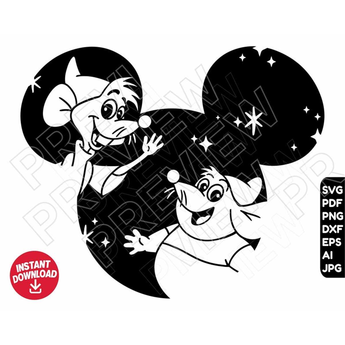 Gus Gus Jack Ears SVG png dxf clipart Cinderella , cut file | Inspire ...