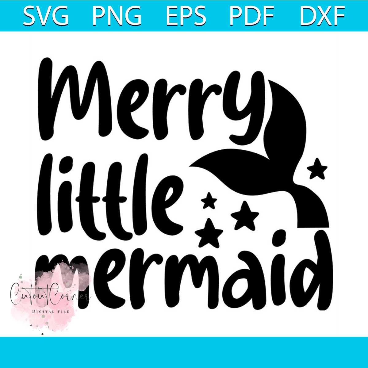 Merry Little Mermaid Svg, Christmas Svg, Little Mermaid Svg - Inspire