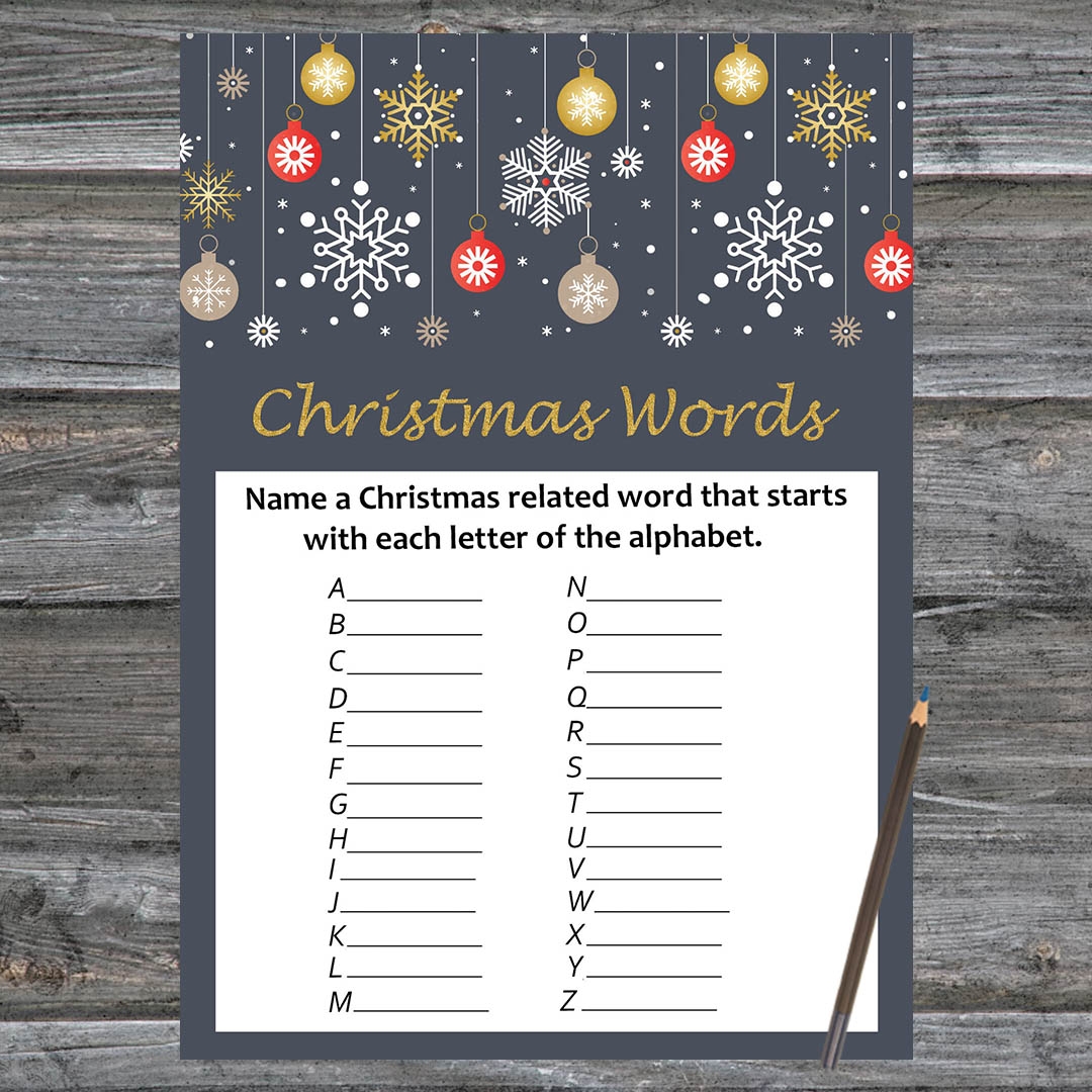 Christmas party games,Christmas Word A-Z Game Printable,Gold | Inspire ...