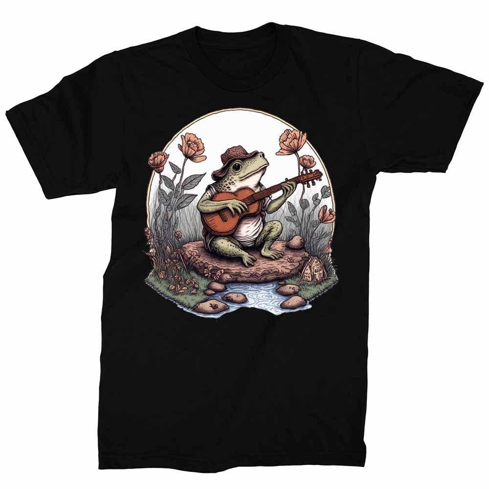 Frog Playing Guitar On A Rock Cottagecore Aesthetic Men's Gr | Inspire ...
