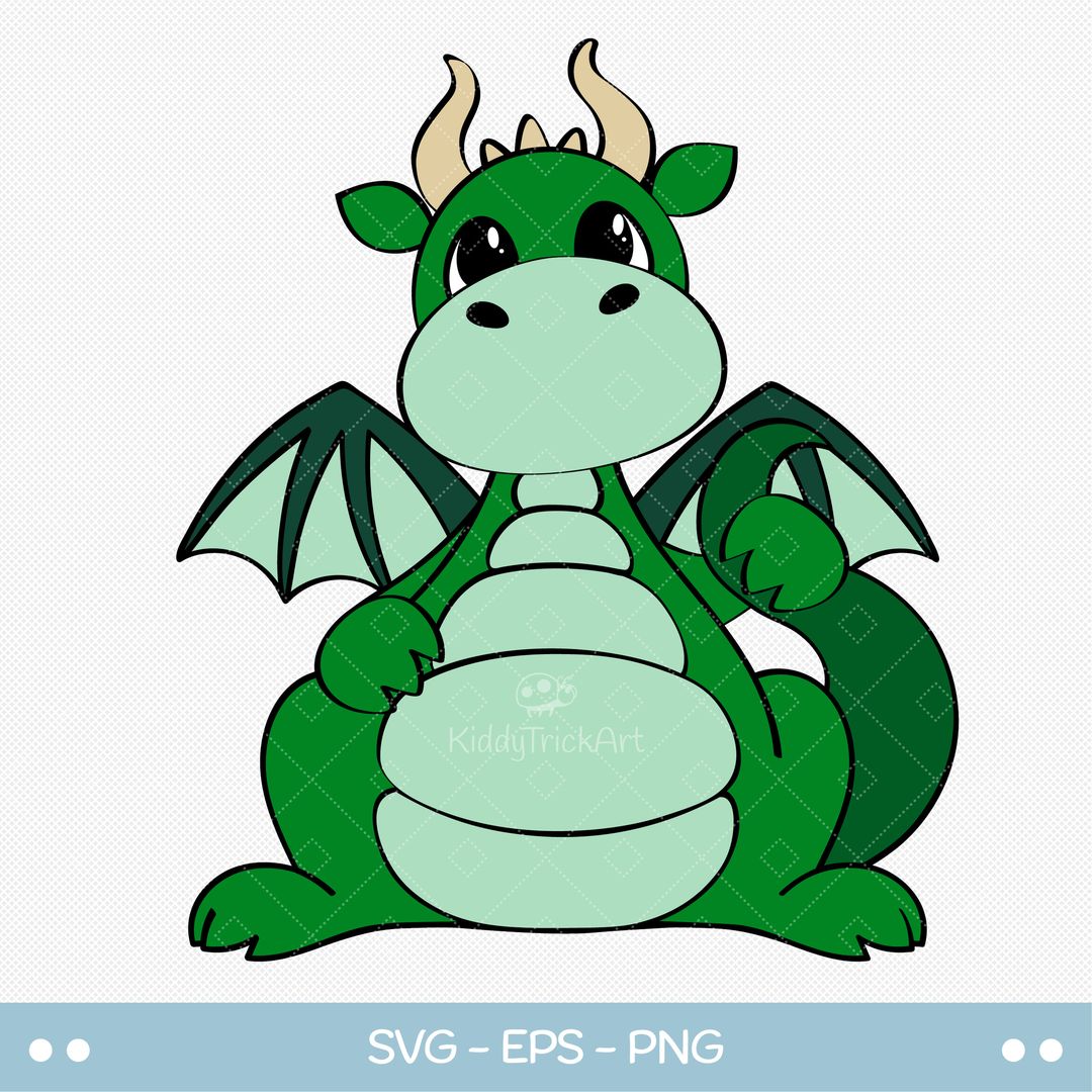 Green Dragon SVG clipart, Cute Cartoon Dragon PNG, Print and | Inspire ...