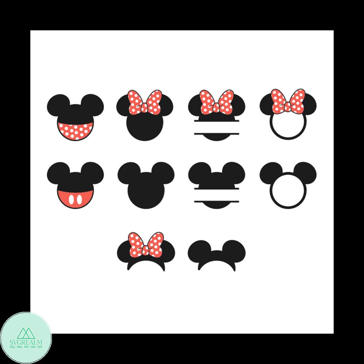 Mickey Minnie Head Bundle Svg Disney Svg Mickey Svg Minni Inspire