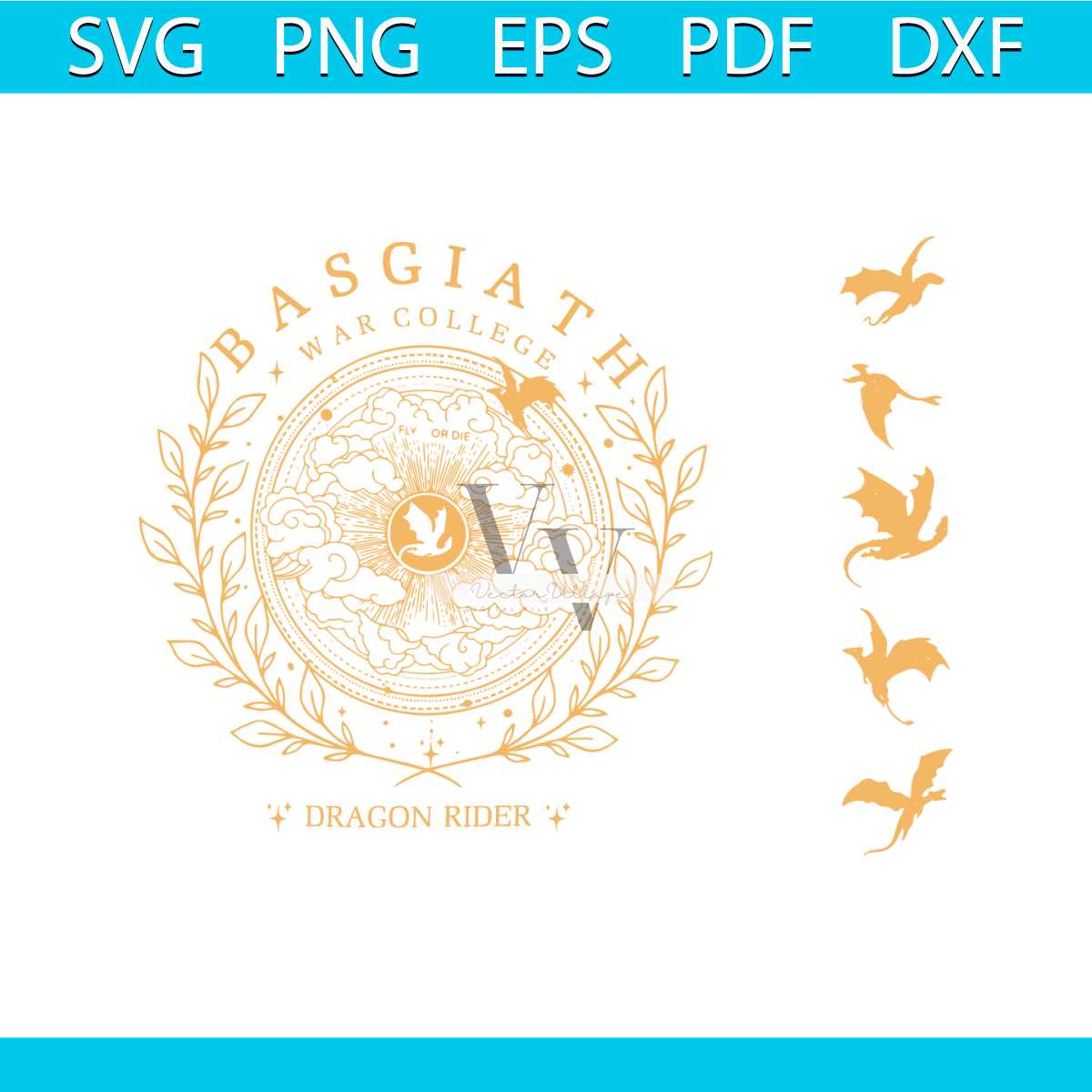 Vintage Basgiath War College Dragon Rider SVG Digital File | Inspire Uplift