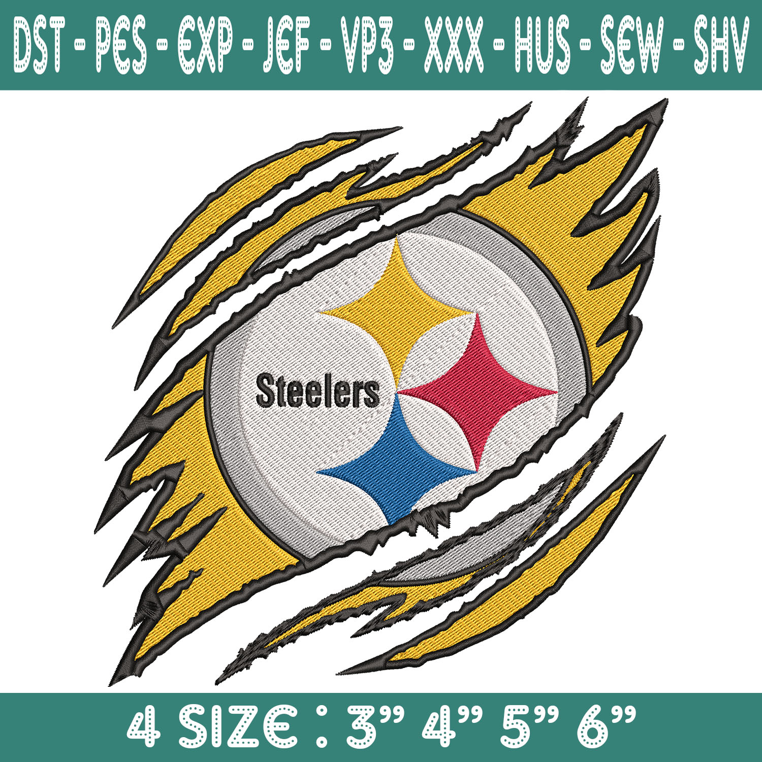 Pittsburgh Steelers Ripped Claw Embroidery, Pittsburgh Steel Inspire
