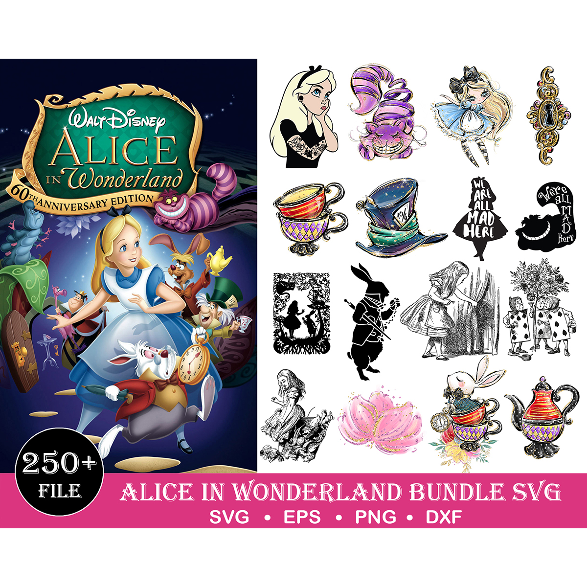 250 Alice in wonderland svg Cricut Svg, Clipart, Svg for Shi | Inspire ...