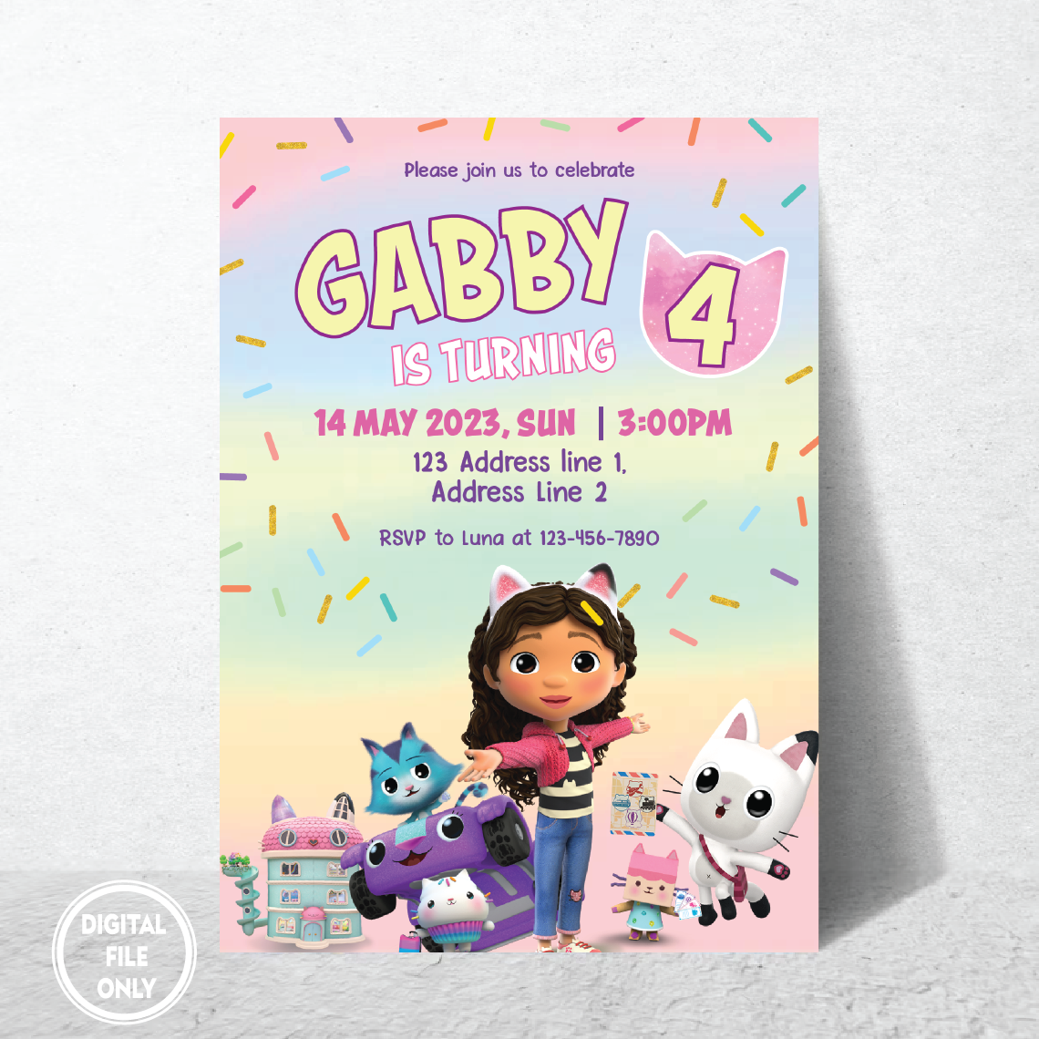 Personalized File Printable Birthday Invitation, Digital Bir | Inspire ...