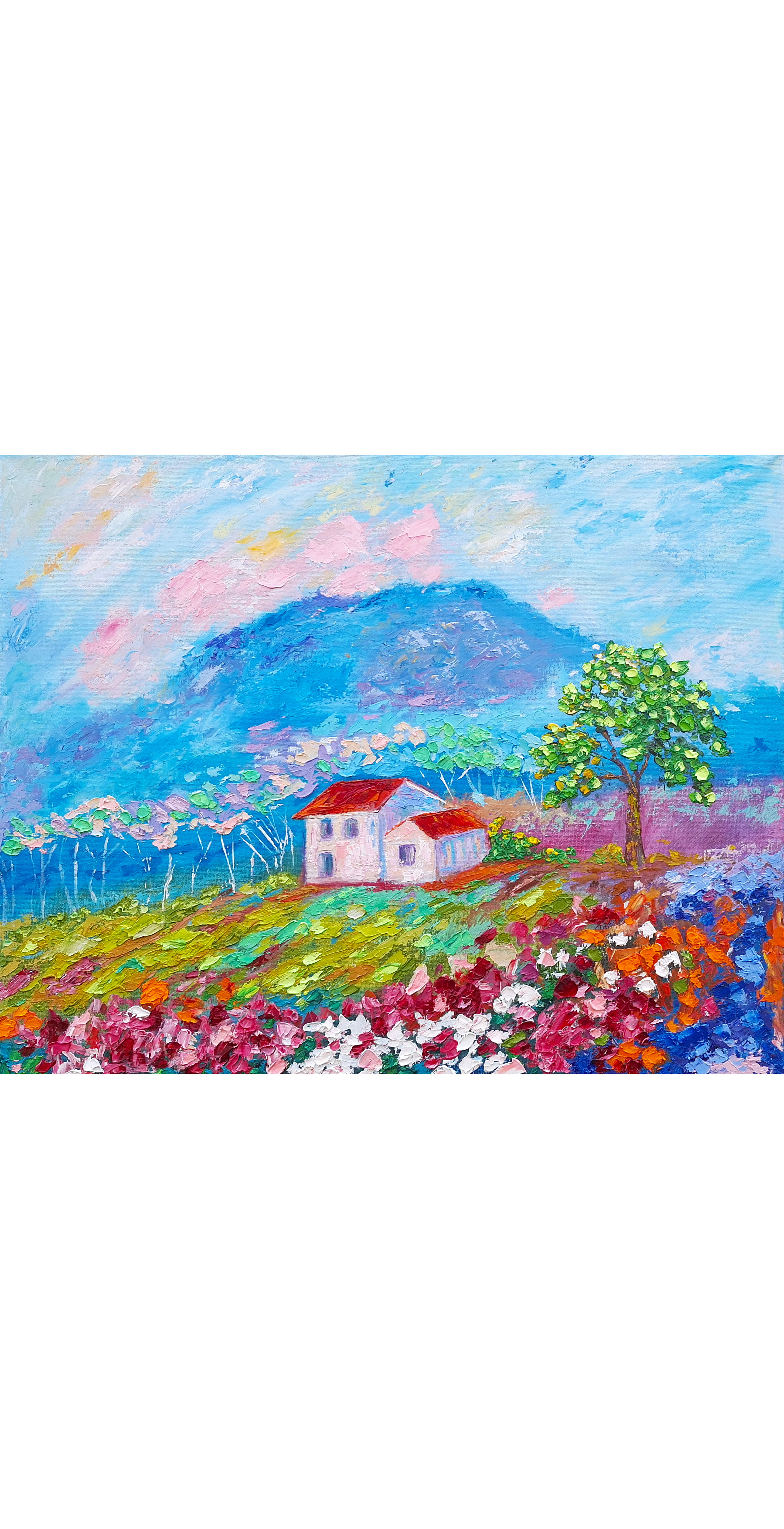 Tuscany painting poppy original art impasto oil painting | Inspire Uplift