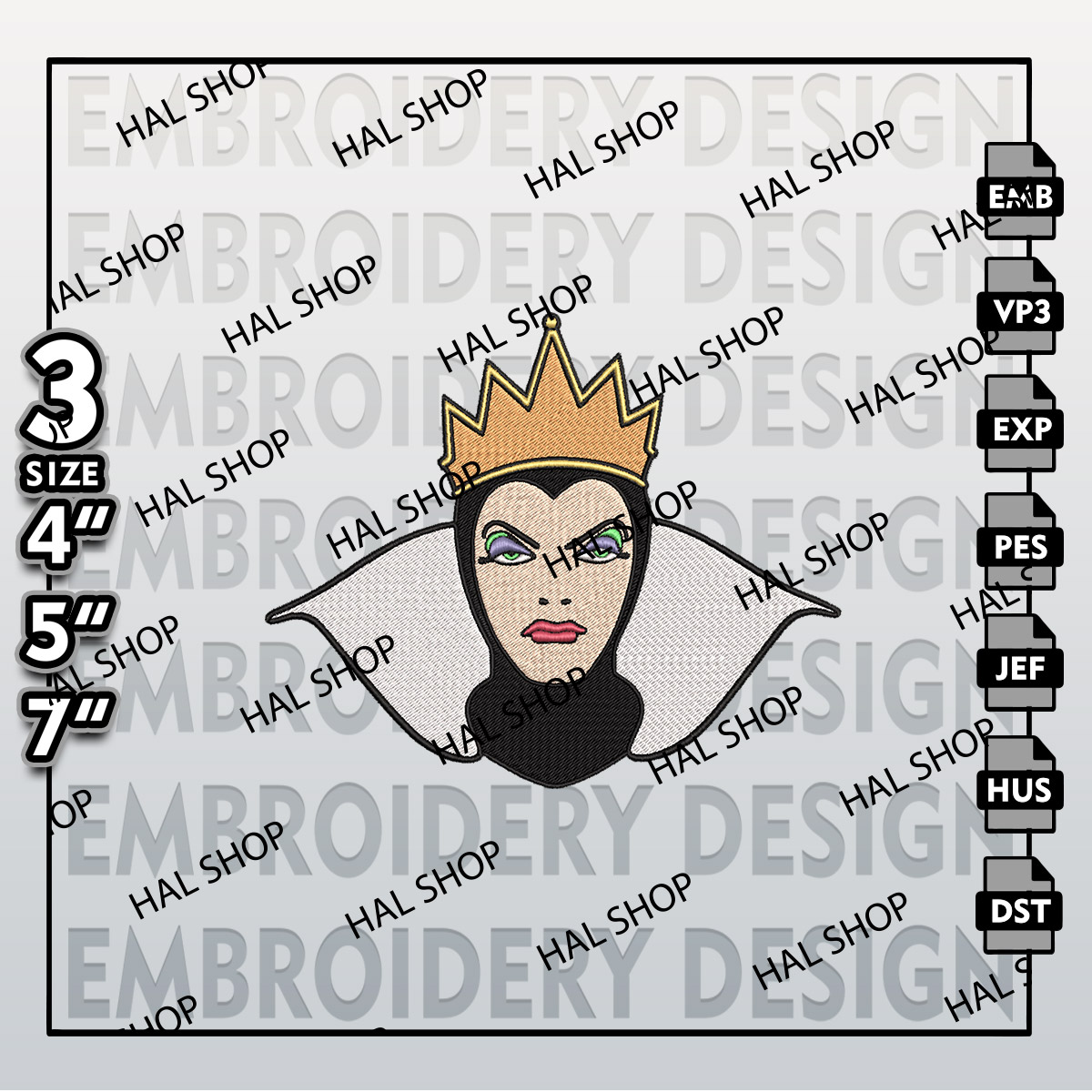 Snow White Machine Embroidery Pattern, Regina Queen Hallowee Inspire