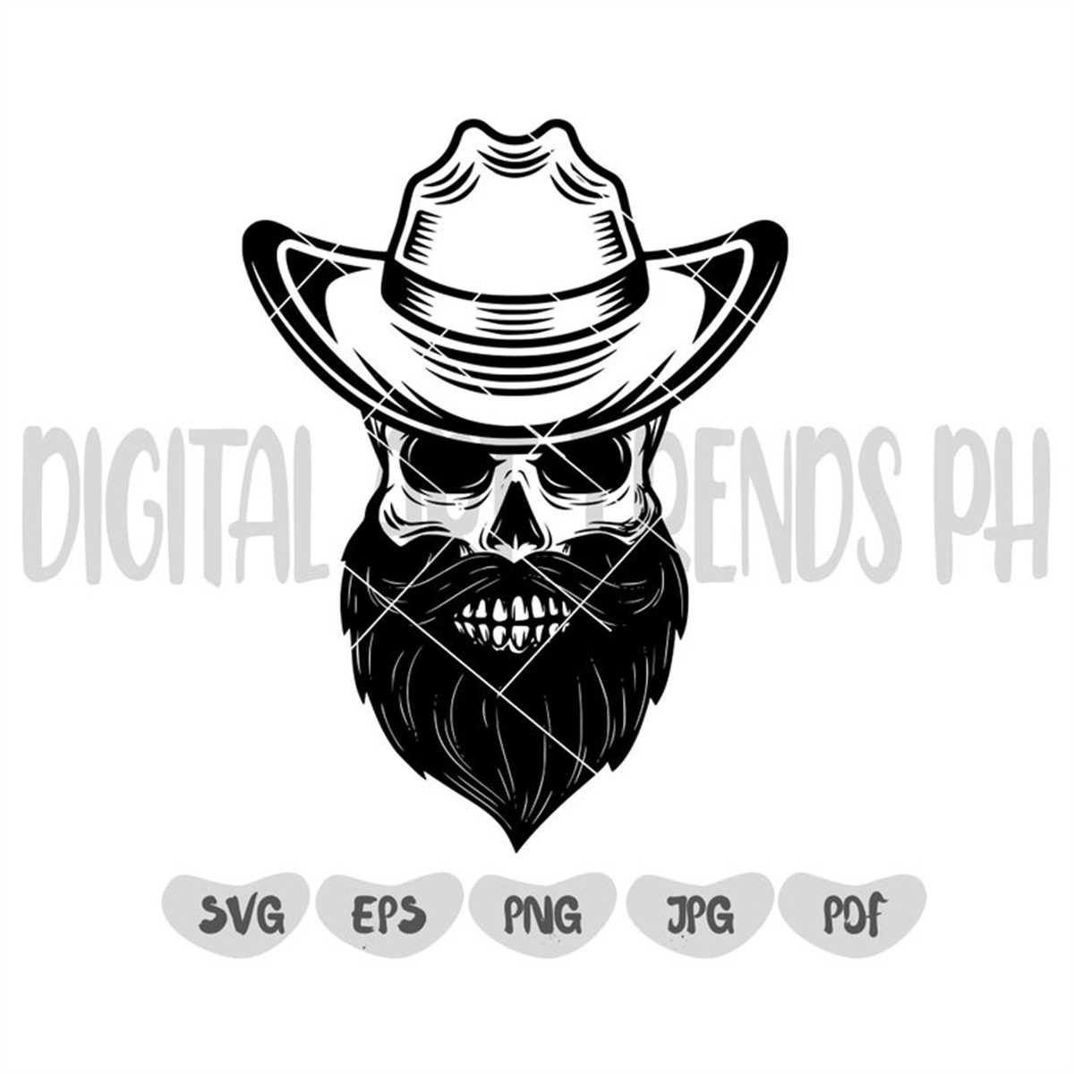 Cowboy Skull Svg | Western Skull Svg | Western Cowboy Skelet - Inspire