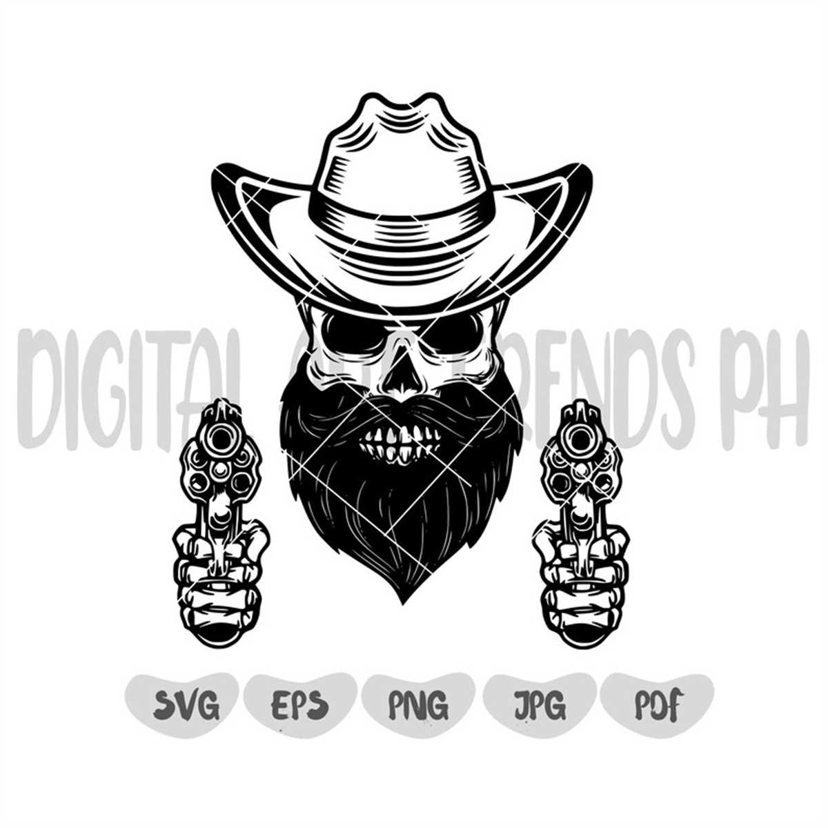 Cowboy Skull Svg | Western Skull Svg | Western Cowboy Skelet - Inspire