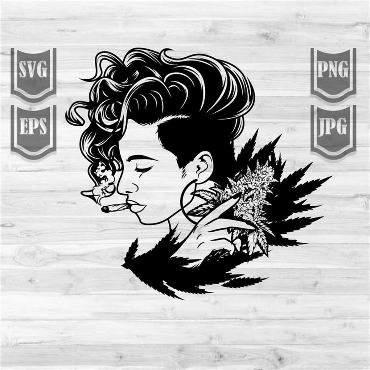 Curly Girl Smoking Joint svg | High Rasta Afro Woman Clipart | Inspire ...