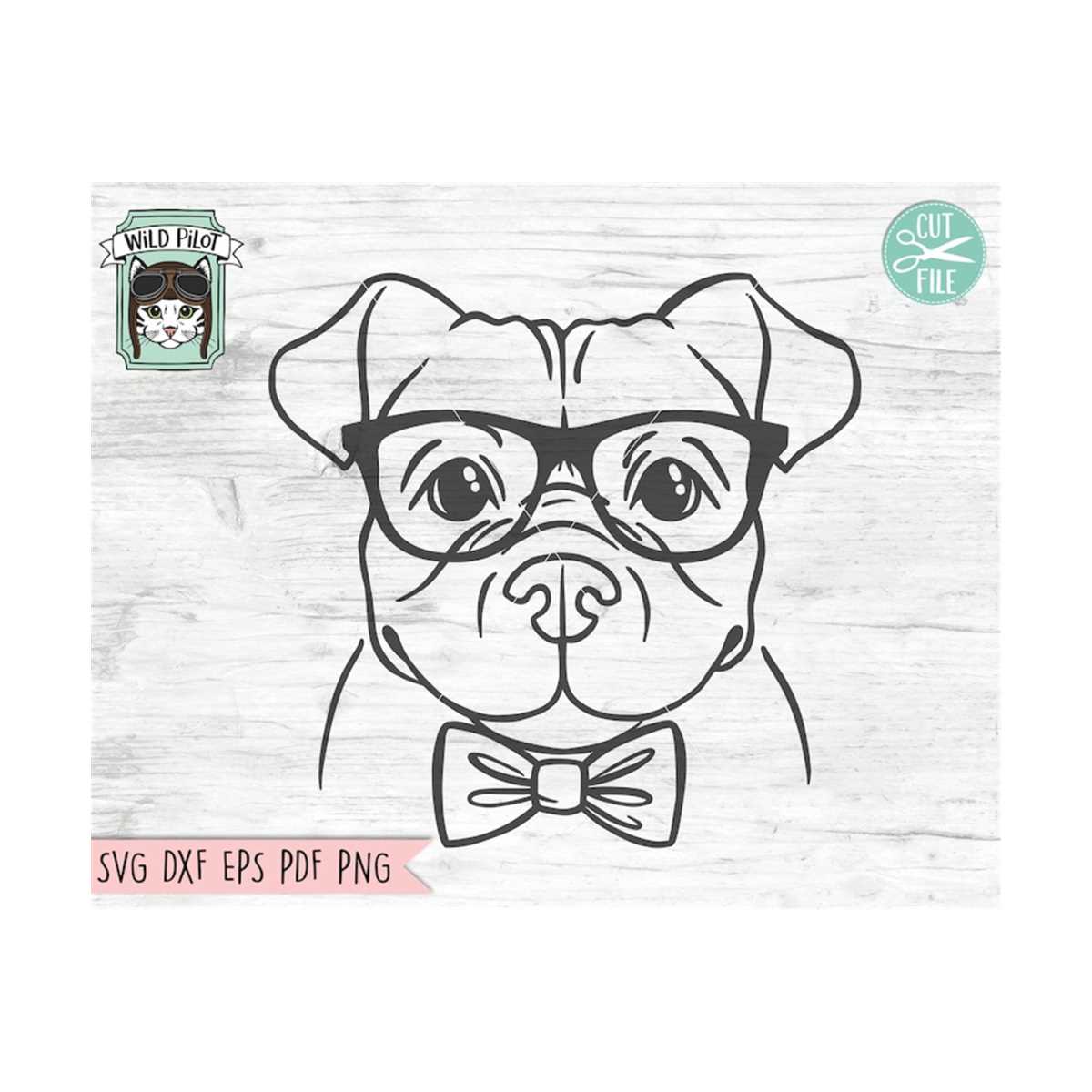 Pitbull svg file, Dog with Glasses svg, Dog cut file, Dog sv Inspire