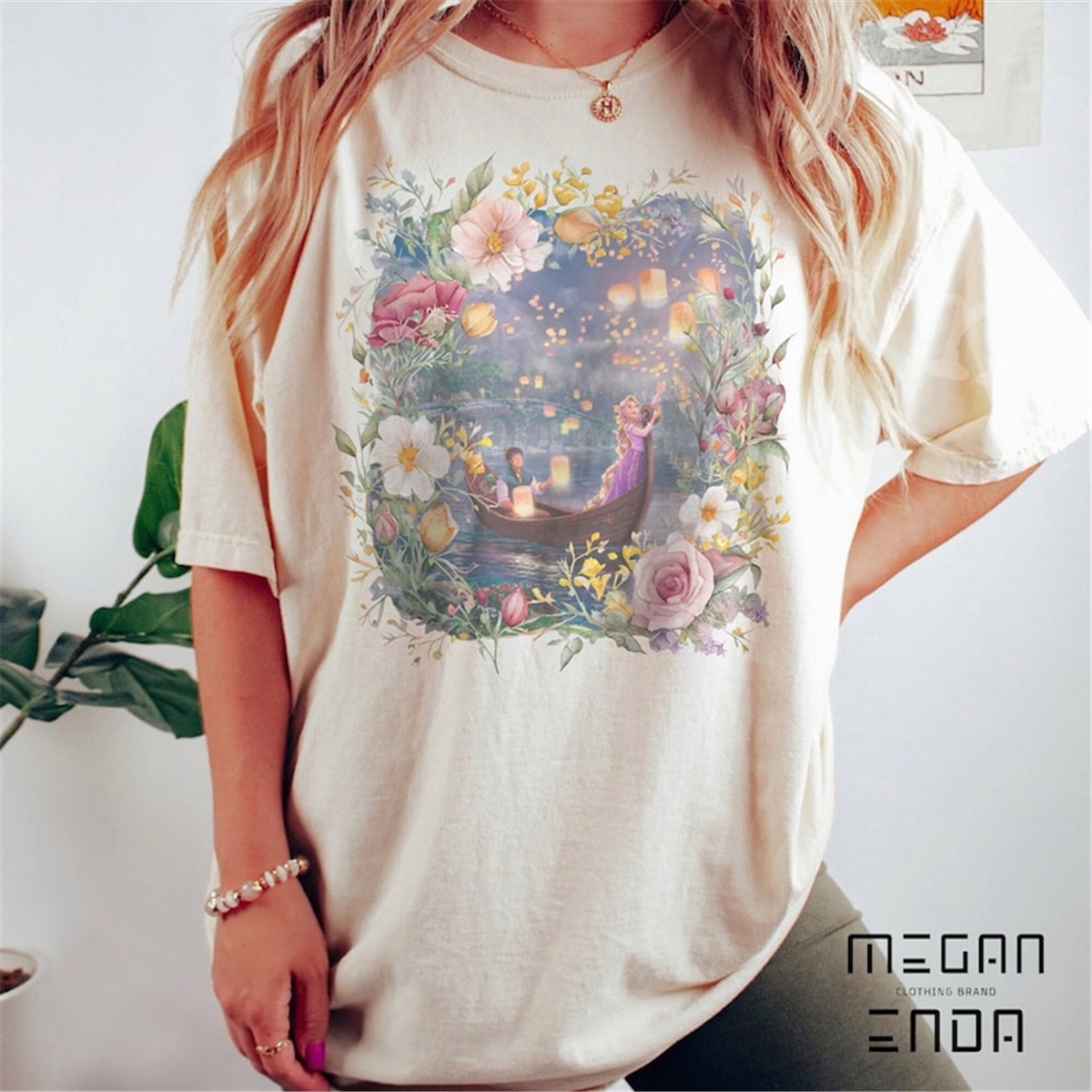 Retro Vintage Disney Tangled Rapunzel Floral Comfort Colors Inspire