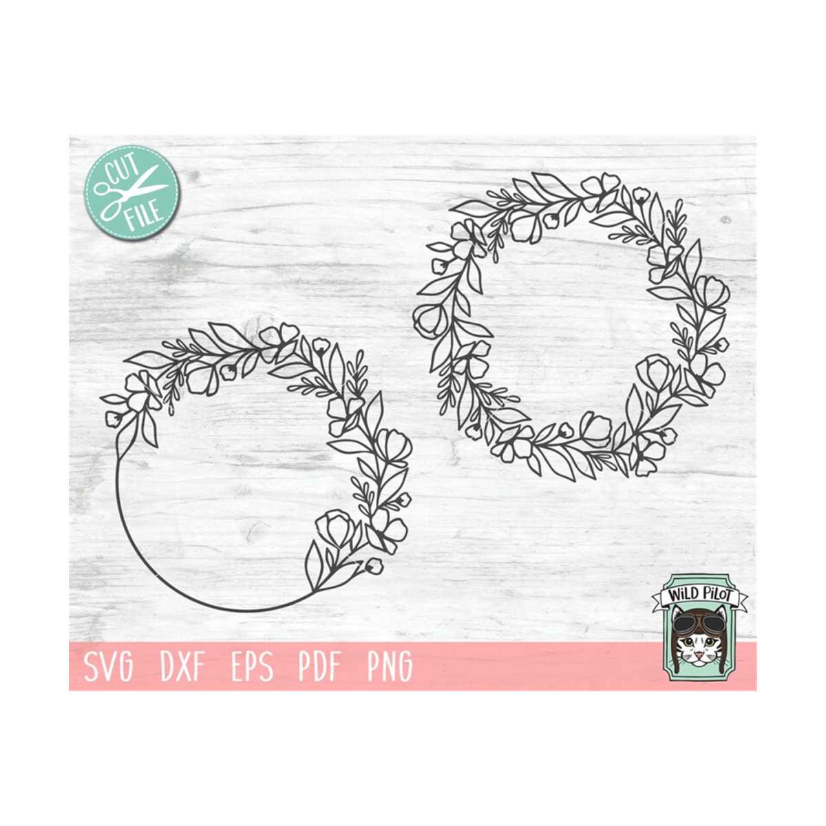 Wreath SVG file, Floral Wreath svg, Monogram Wreath SVG, Flo - Inspire