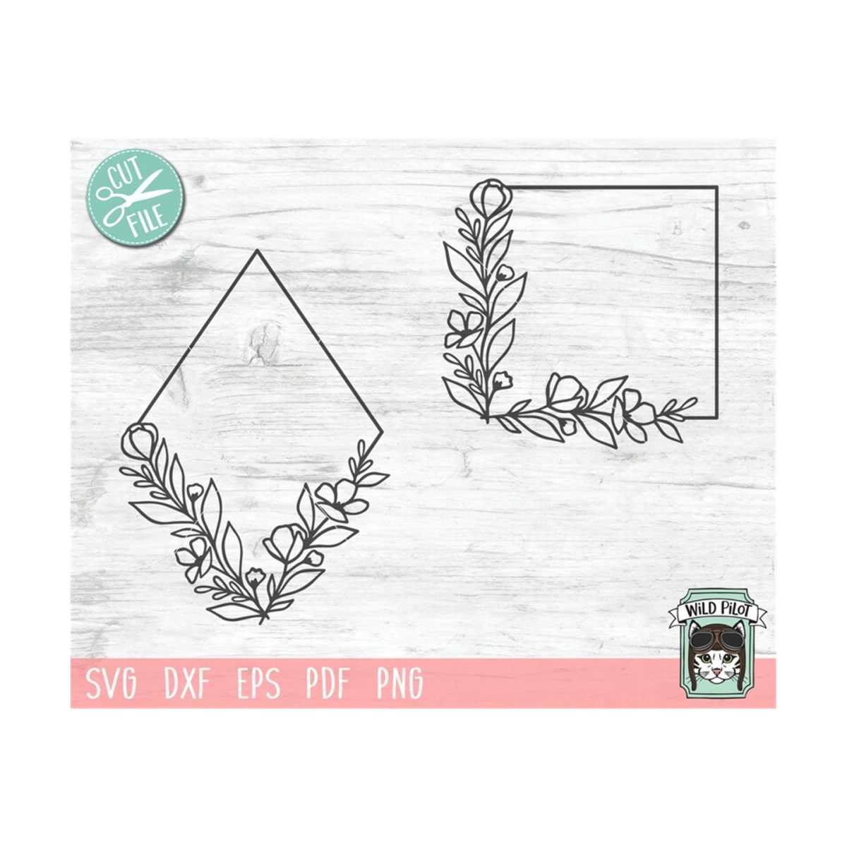 Floral Frame SVG file, Monogram Frame, Flower Border SVG, Sq - Inspire
