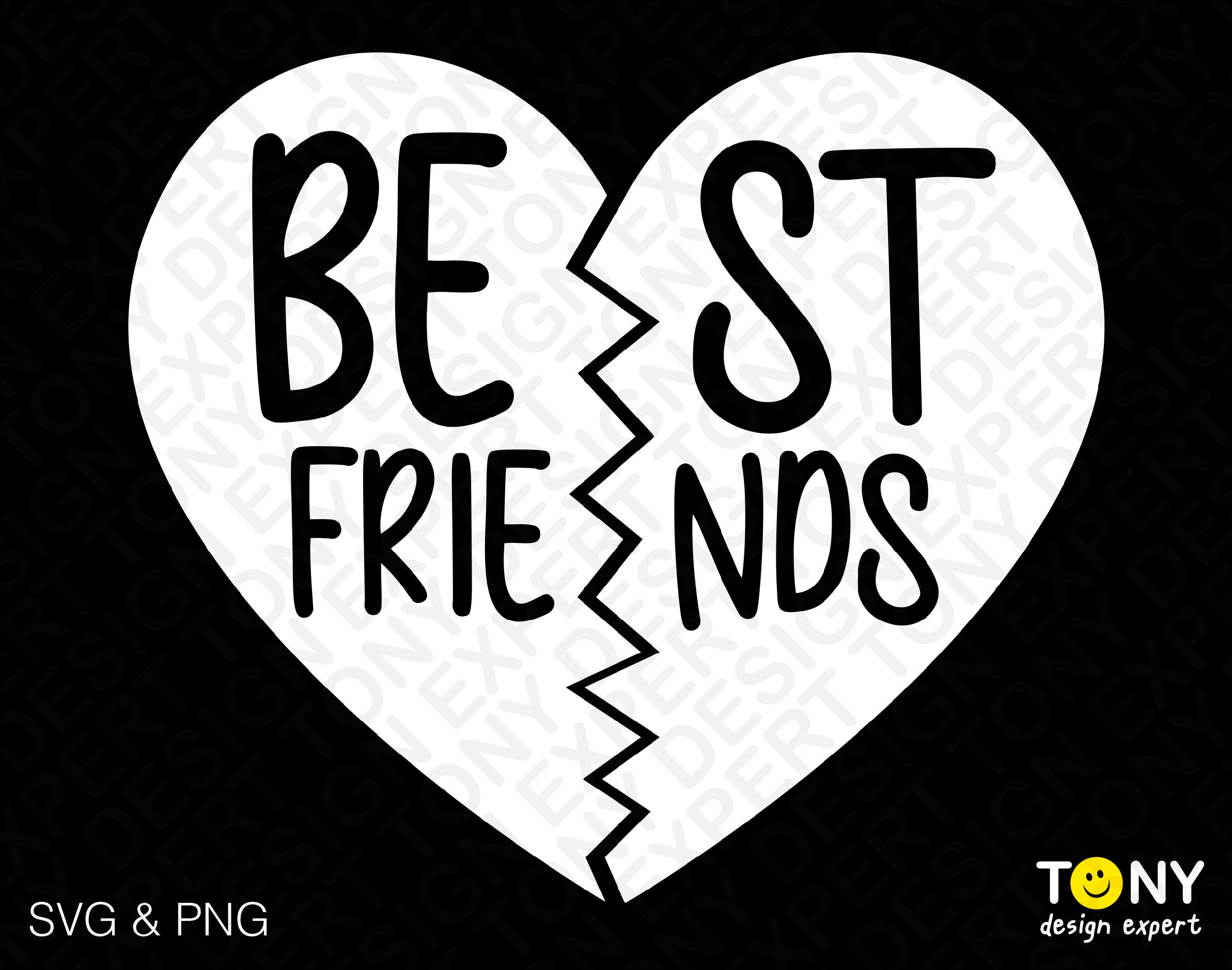 Best Friends Heart Svg Png, Friendship Svg, Split Heart Svg, Inspire