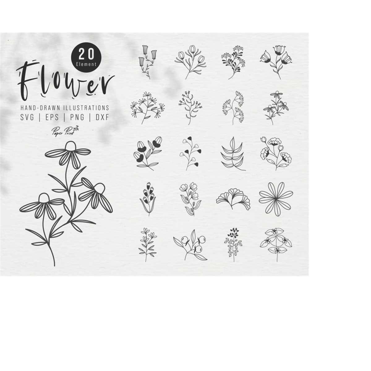 flower bundle svg, floral svg, wildflower svg, svg files for Inspire