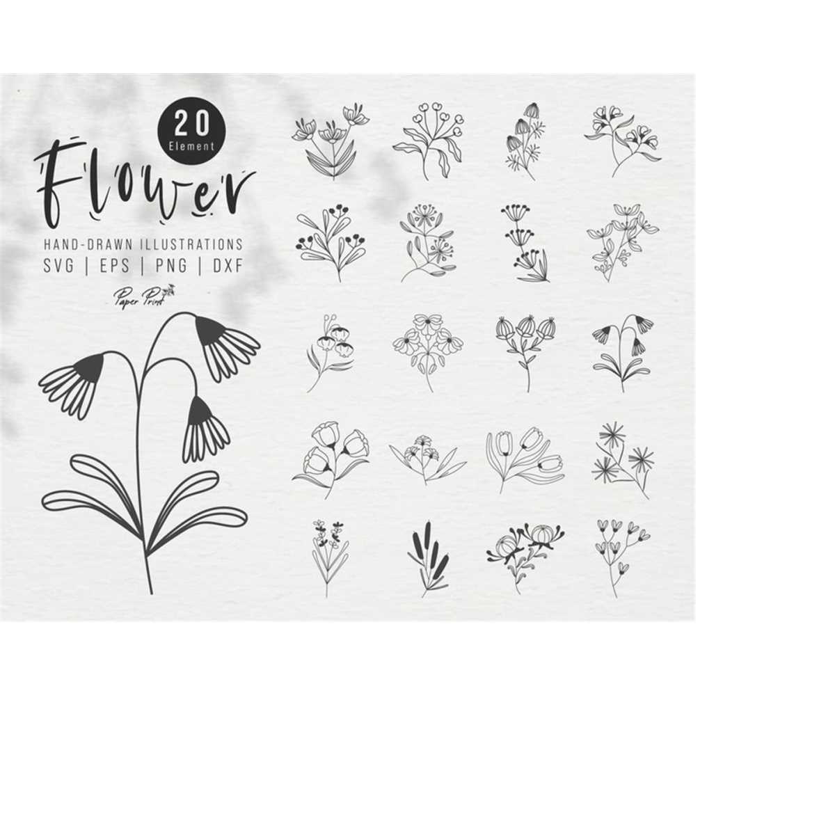 flower bundle svg, botanical svg, flower bouquet svg, wildfl Inspire