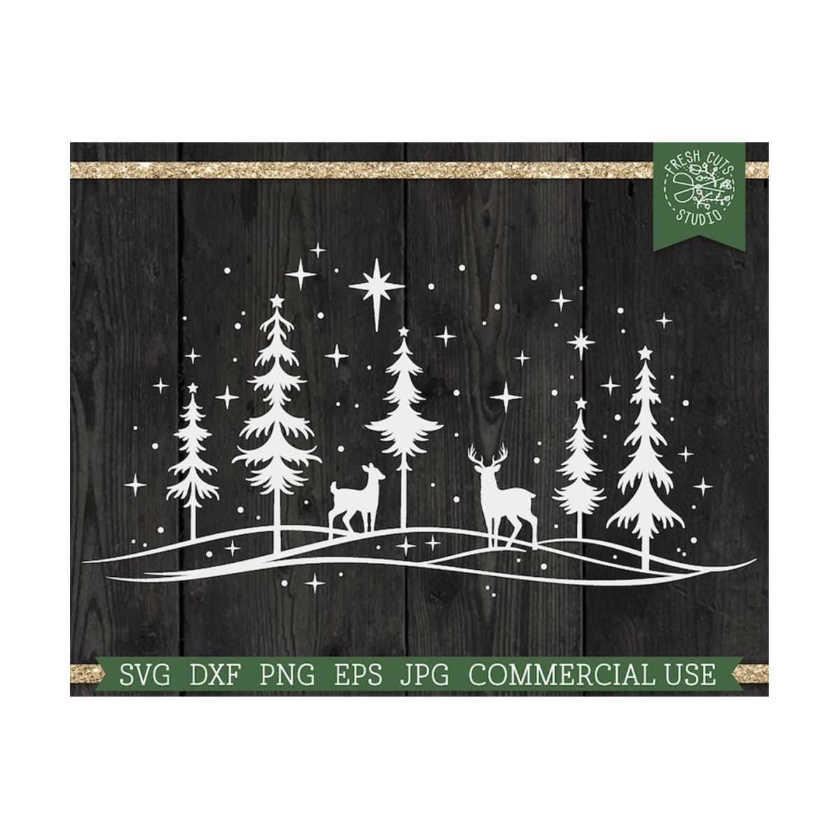 Snowy Woods SVG Christmas Deer svg Cut File for Cricut, Snow | Inspire ...